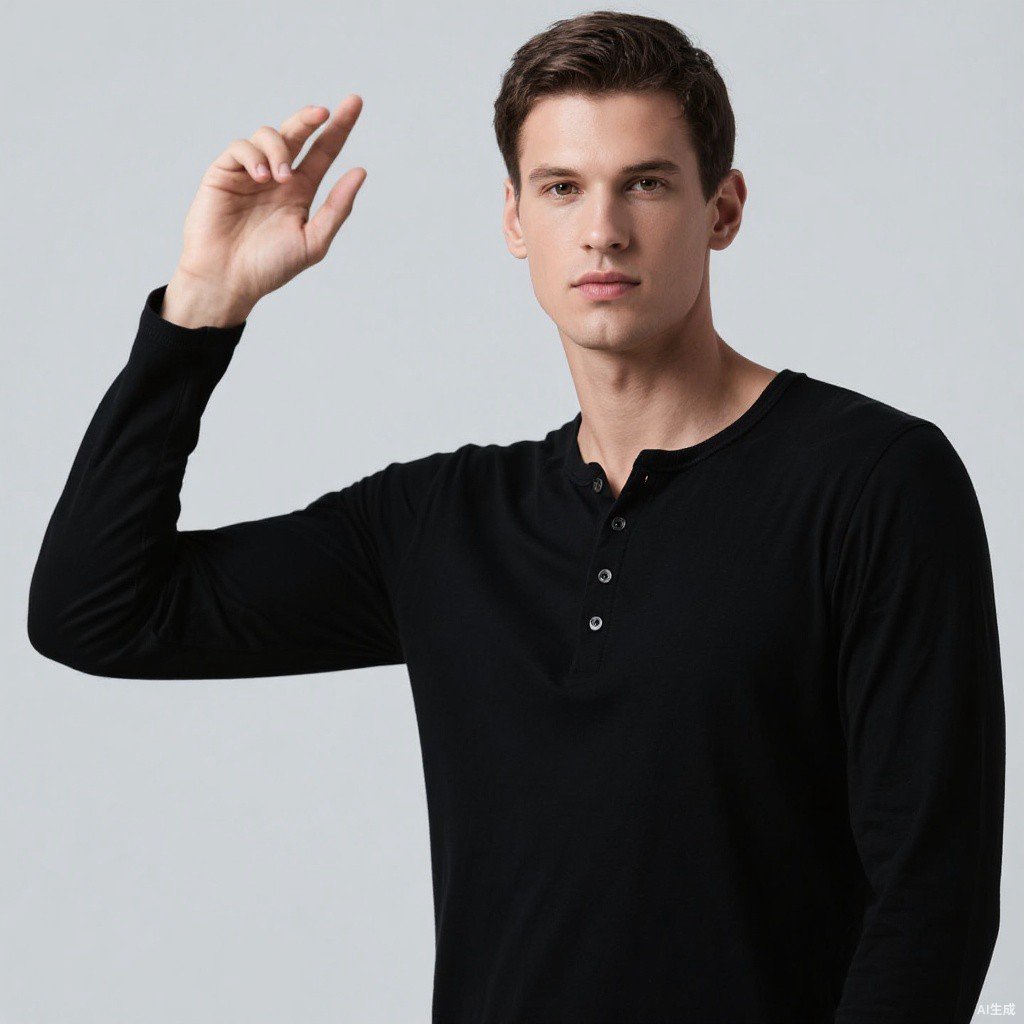 Men's long sleeve henley t shirt